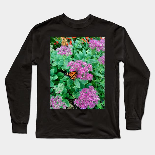 Monarch Butterfly Garden Long Sleeve T-Shirt by KT